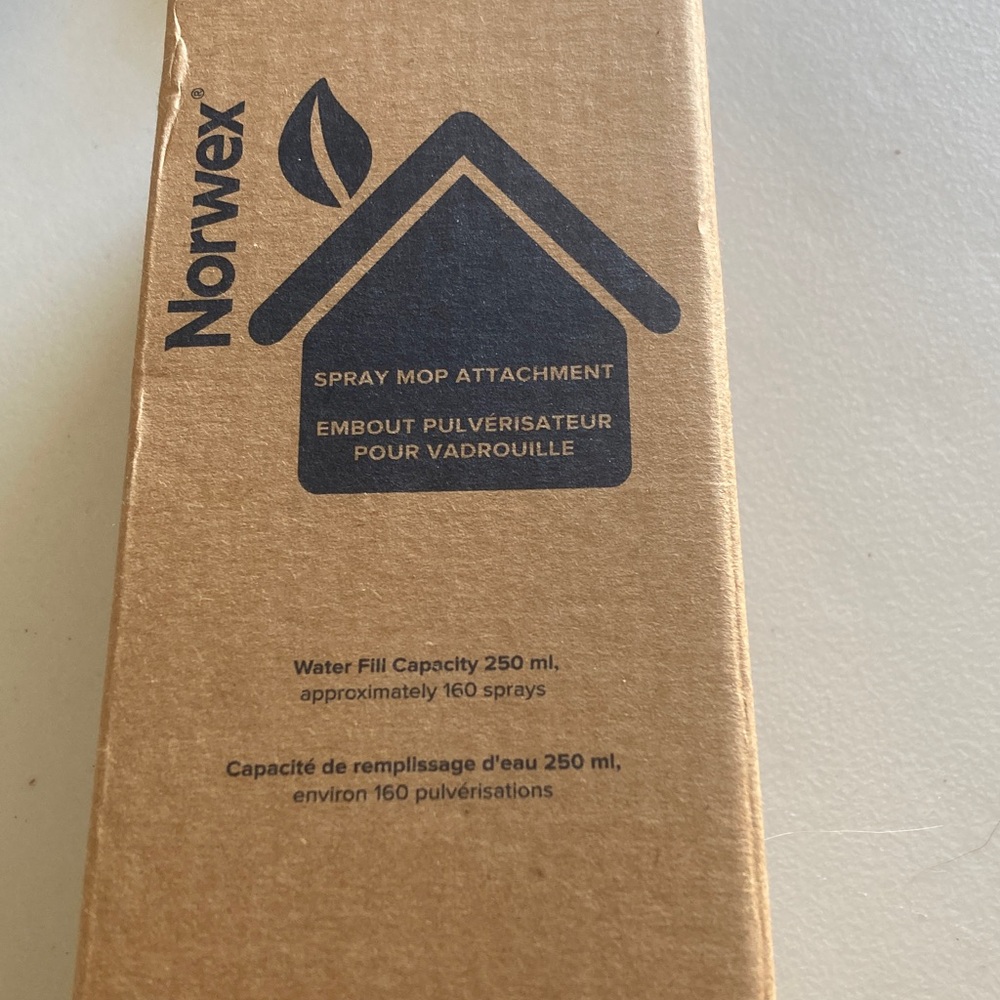 Norwex Spray Mop Attachment in Brown and Black Packaging